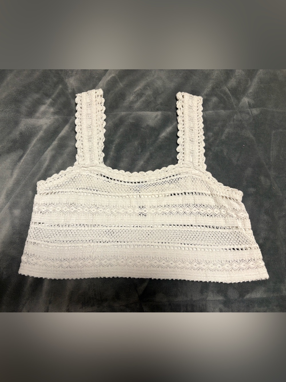 aerie White Crochet Bralette Tank with Wide Straps